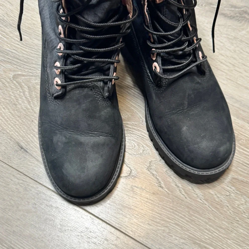 Timberland A1UKD Boys‎ 4.5 Black Pink Ripstop Nylon 6 Inch Waterproof Boots